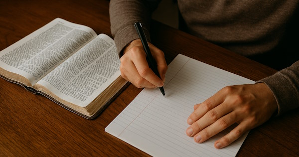 Image of a person studying the Bible