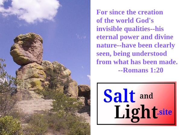 Chiricahua National Monument hoodoo with Wyoming Mountain with Romans 1:20