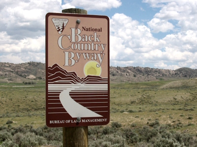 Entrance sign for Seminoe to Alcova Backcountry Byway and Seminoe State Park