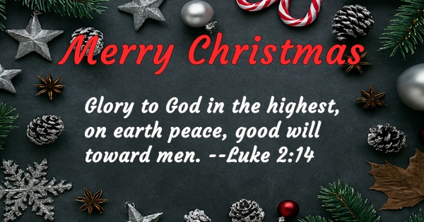 Merry Christmas - Glory to God in the highest, on earth peache, good will toward men. Luke 2:14