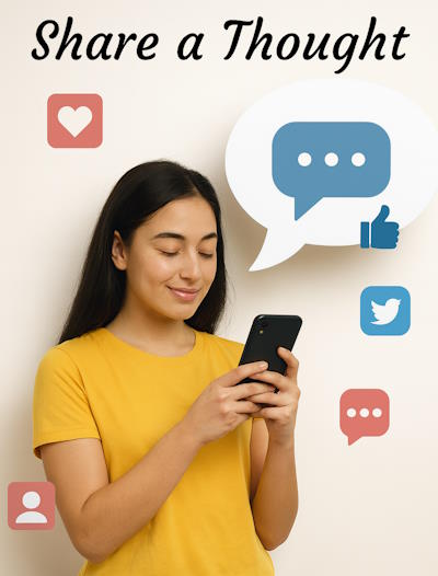 Image of a young woman sharing on social media